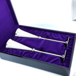 Pair Of Champagne Flutes With Gilded Interior, finished in 925 English Hallmarked Sterling Silver 8 Pair Of Champagne Flutes With Gilded Interior, finished in 925 English Hallmarked Sterling Silver