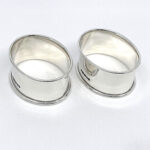 Pair Plain Oval Serviette Rings, finished in 925 English Hallmarked Sterling Silver
