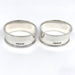 Pair Plain Oval Serviette Rings, finished in 925 English Hallmarked Sterling Silver