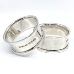 Pair Plain Round Serviette Rings, finished in 925 English Hallmarked Sterling Silver