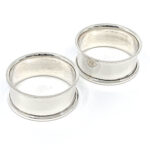 Pair Plain Round Serviette Rings, finished in 925 English Hallmarked Sterling Silver