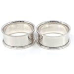 Pair Plain Round Serviette Rings, finished in 925 English Hallmarked Sterling Silver