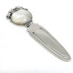 Panther Bookmark Art Deco Style Finished In 925 English Hallmarked Sterling Silver Set With Mother Of Pearl And Marcasite