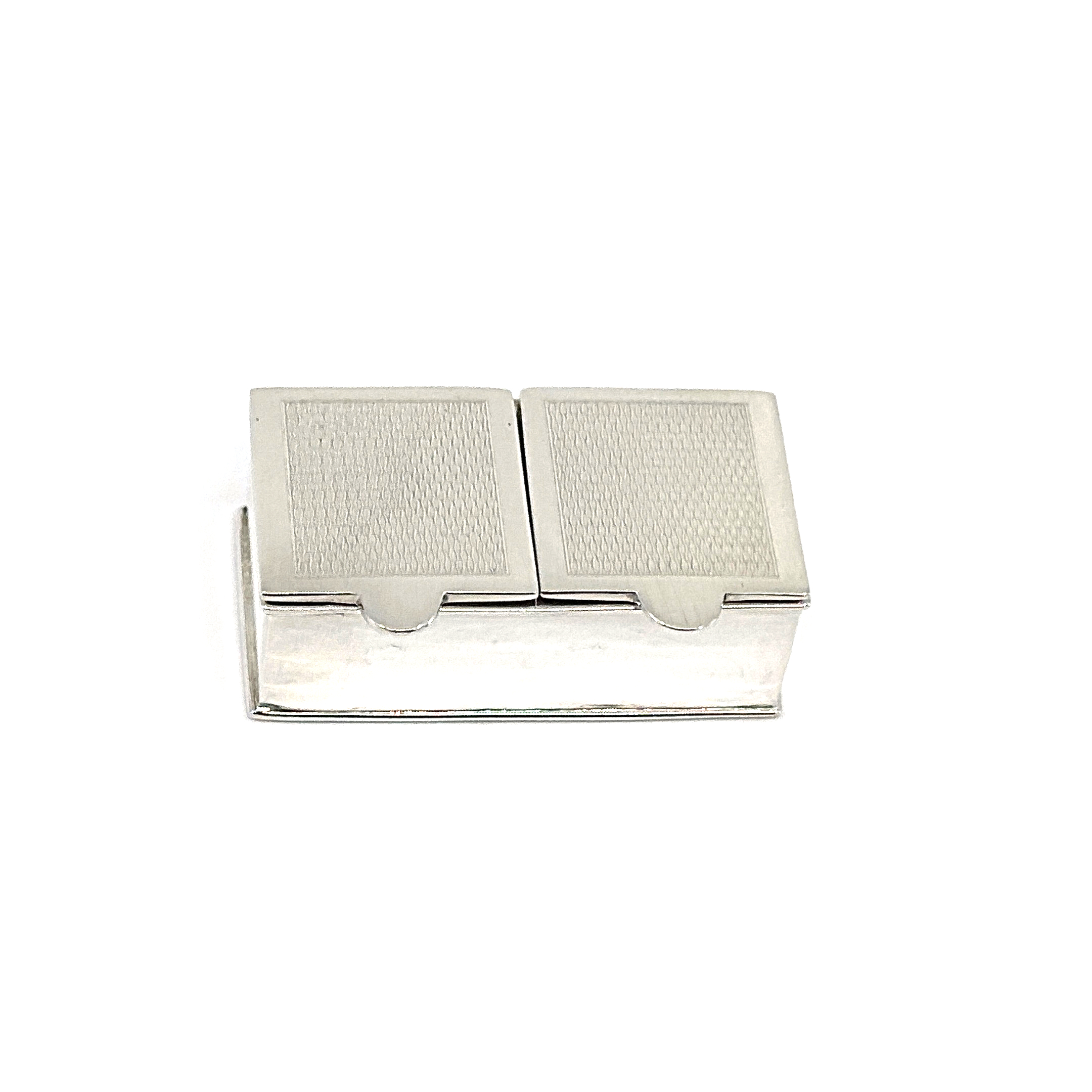 PB509 (7) Rectangular Double Compartment Engine Turned Pill Box, finished in 925 English Hallmarked Sterling Silver