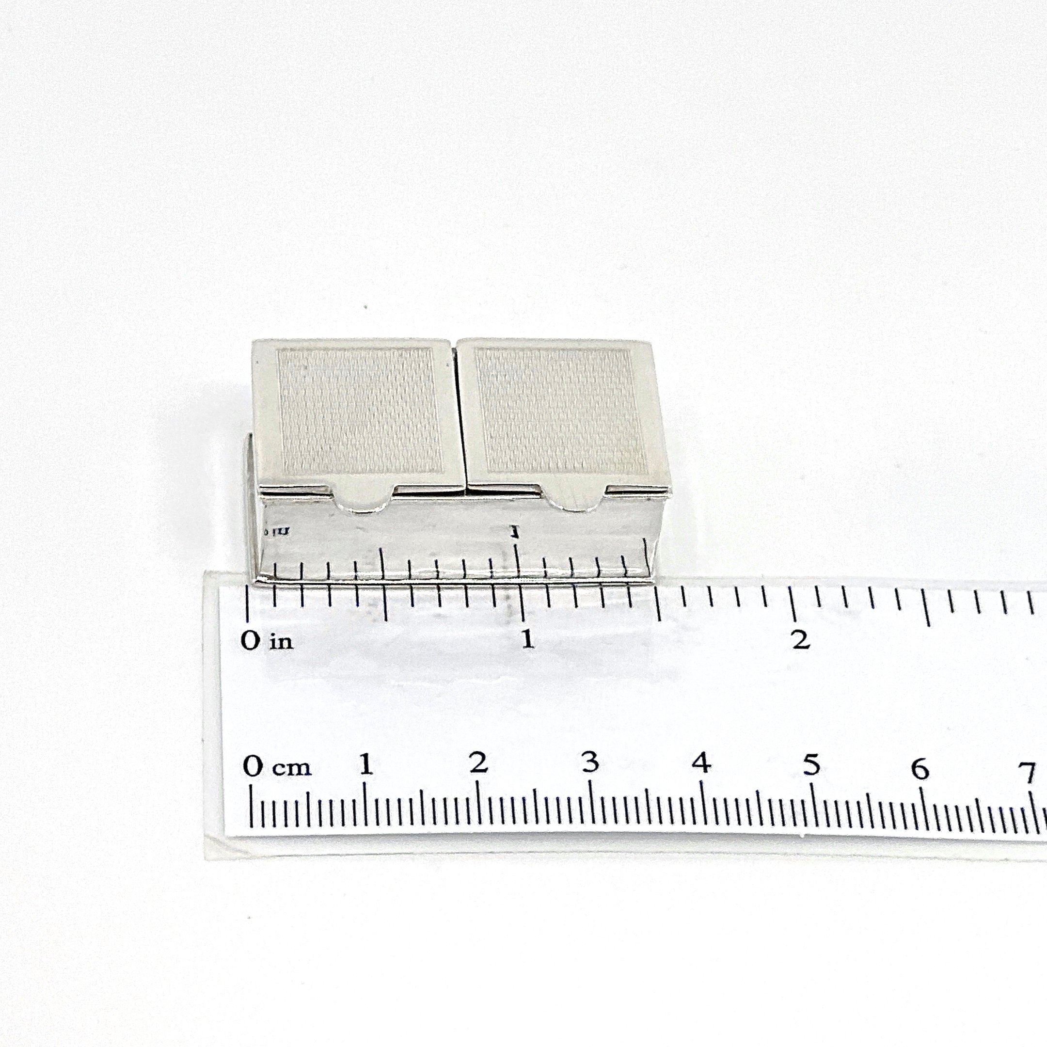 PB509 (6) Rectangular Double Compartment Engine Turned Pill Box, finished in 925 English Hallmarked Sterling Silver