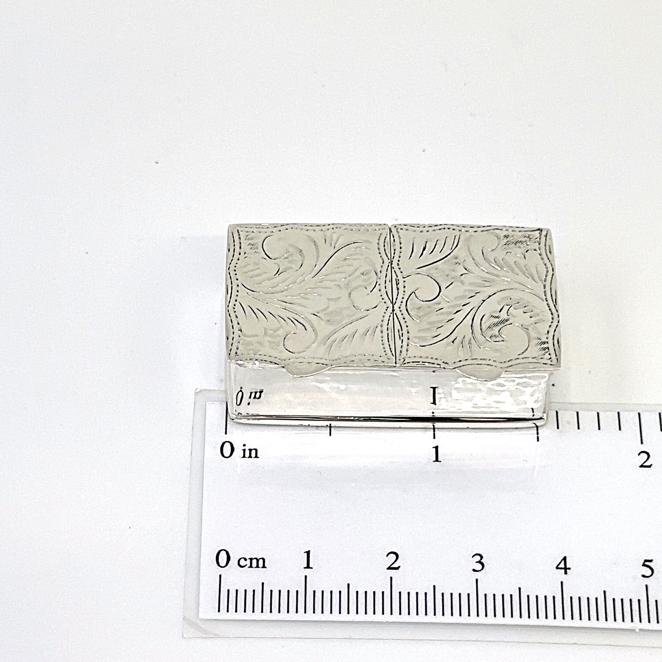 PB451 (2) Rectangular Double Compartment Engraved Pill Box, finished in 925 English Hallmarked Sterling Silver