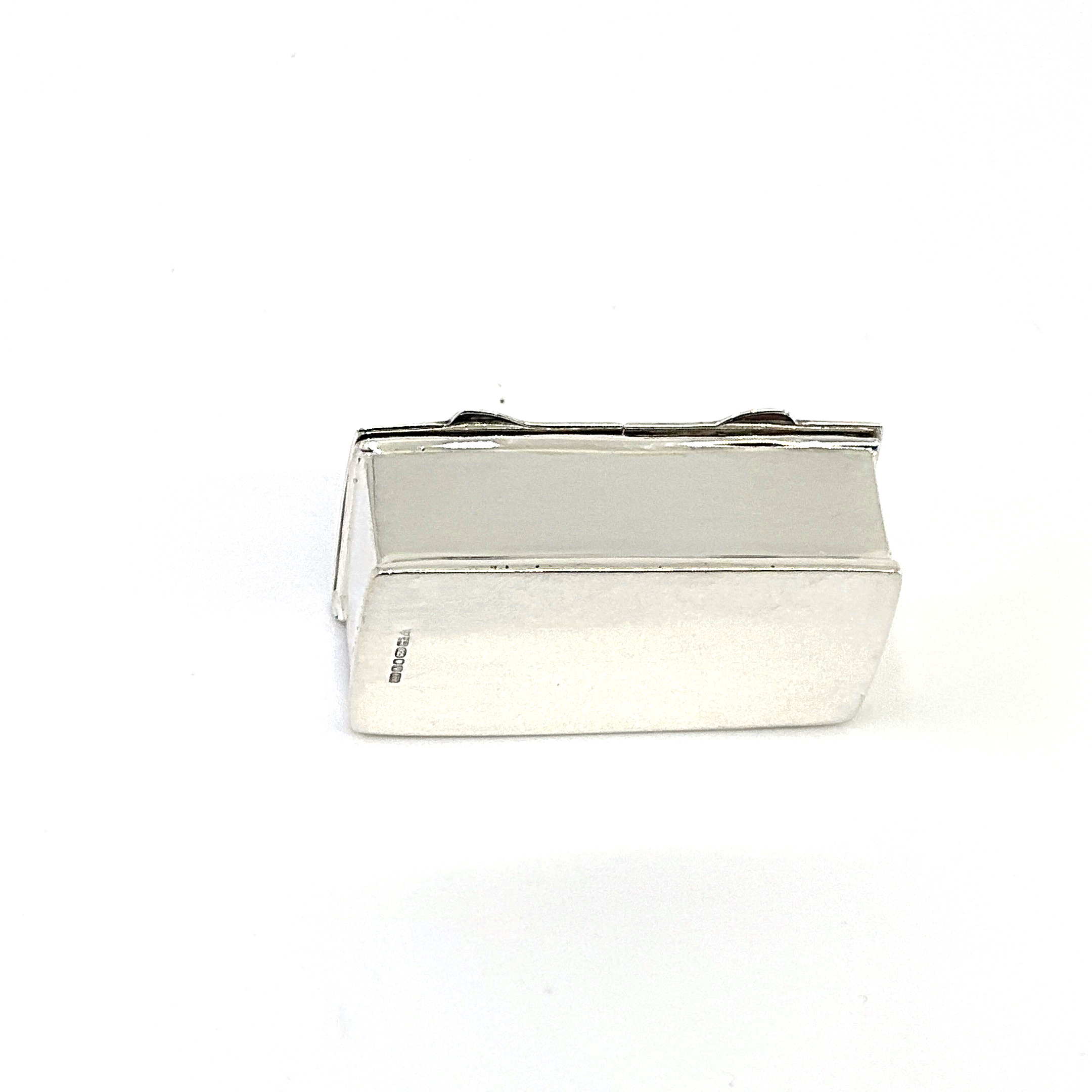PB451 (8) Rectangular Double Compartment Engraved Pill Box, finished in 925 English Hallmarked Sterling Silver