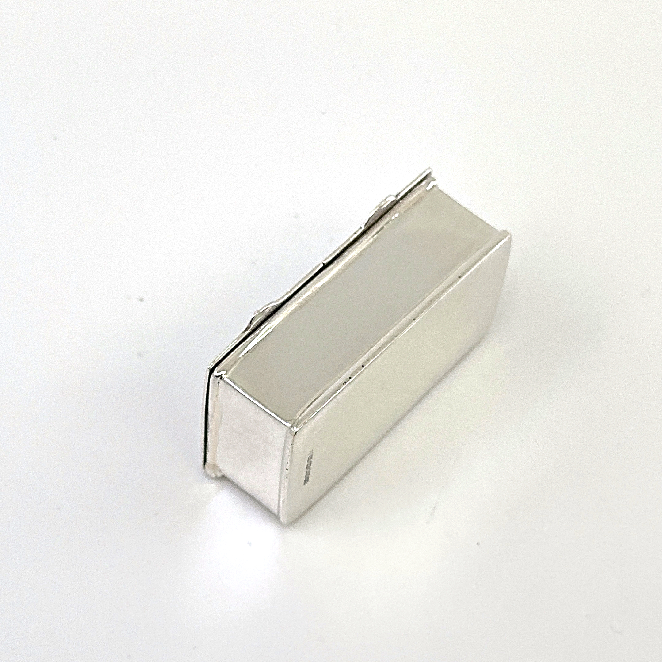 PB451 (4) Rectangular Double Compartment Engraved Pill Box, finished in 925 English Hallmarked Sterling Silver
