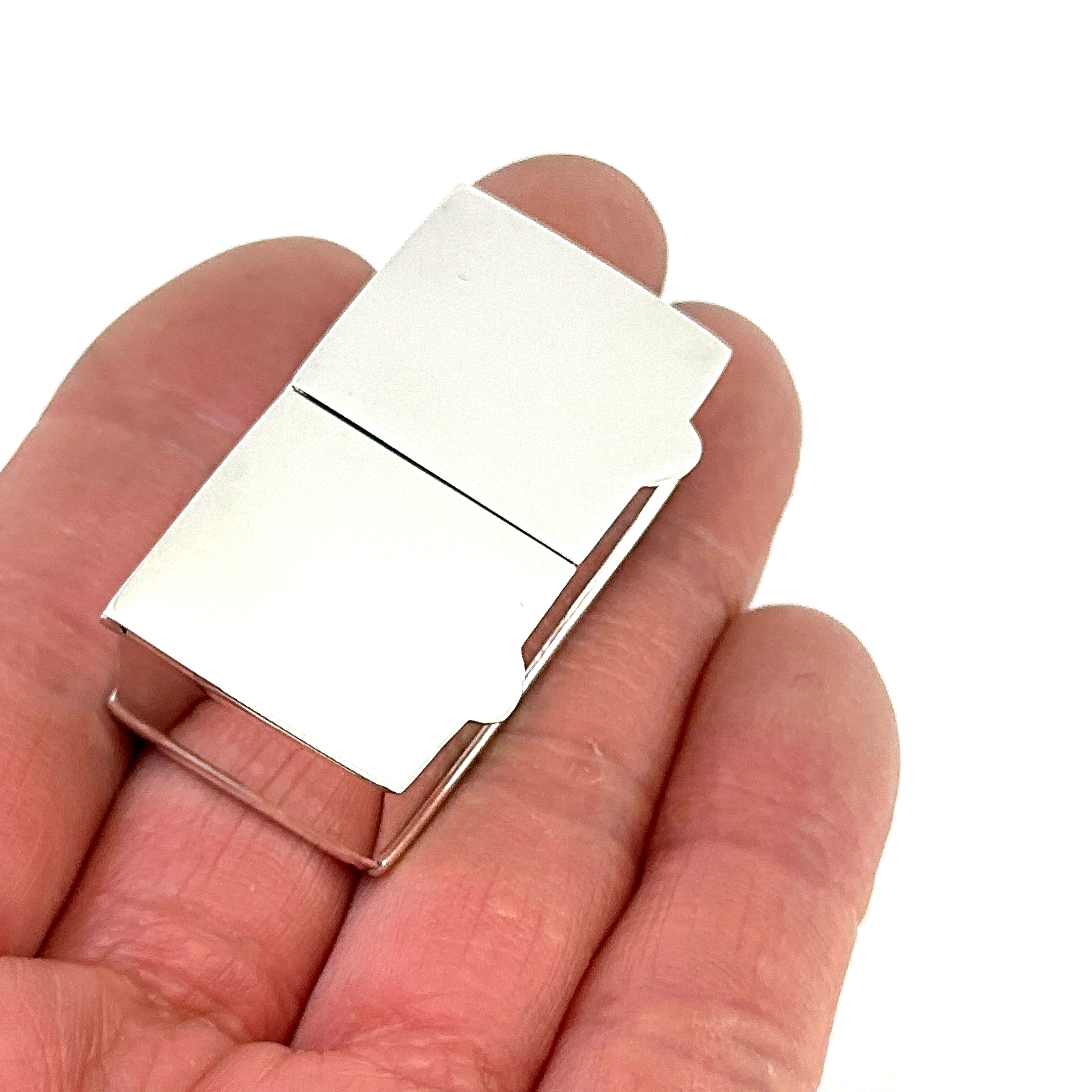 PB453 (2) Rectangular Double Compartment Plain Pill Box, finished in 925 English Hallmarked Sterling Silver