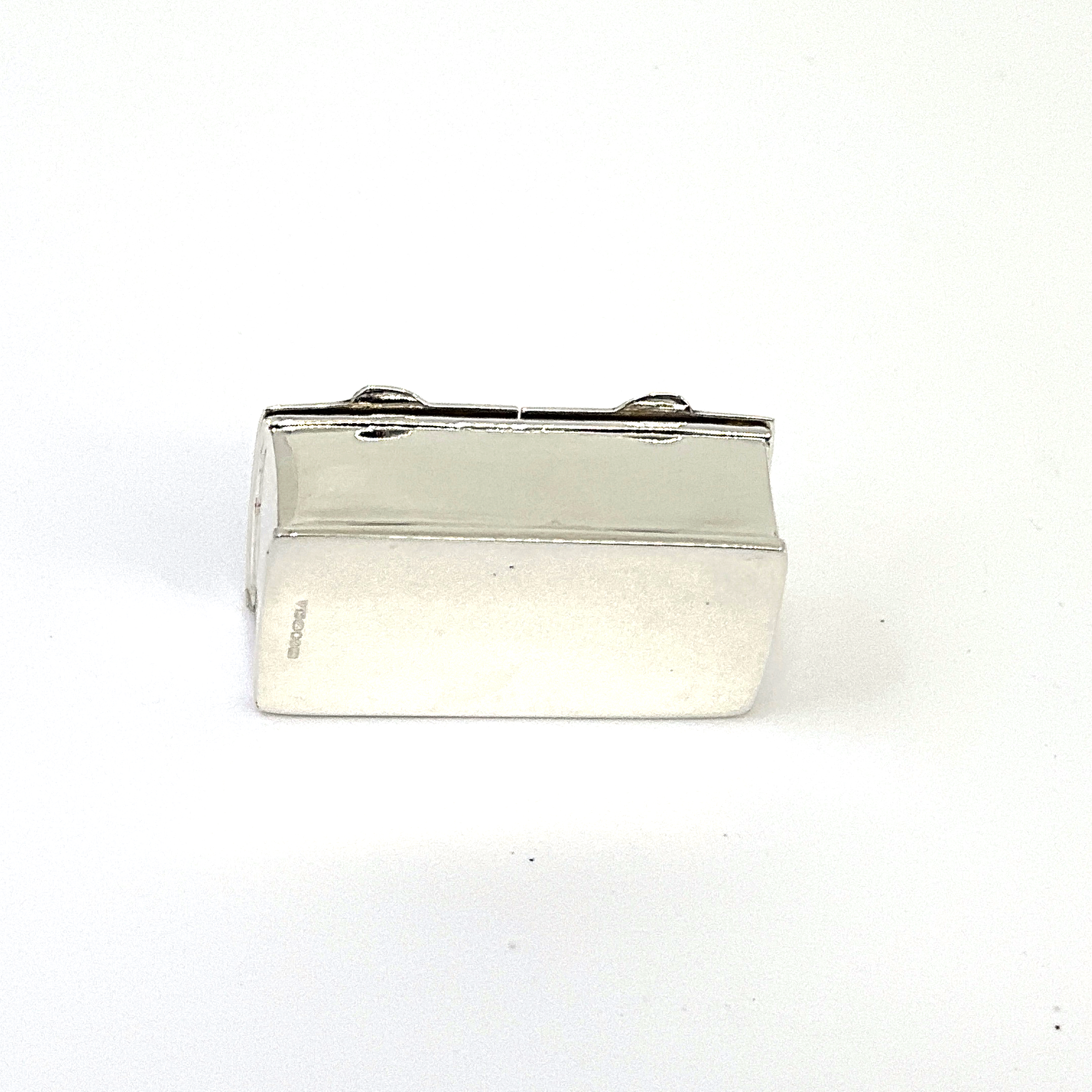 PB453 (3) Rectangular Double Compartment Plain Pill Box, finished in 925 English Hallmarked Sterling Silver