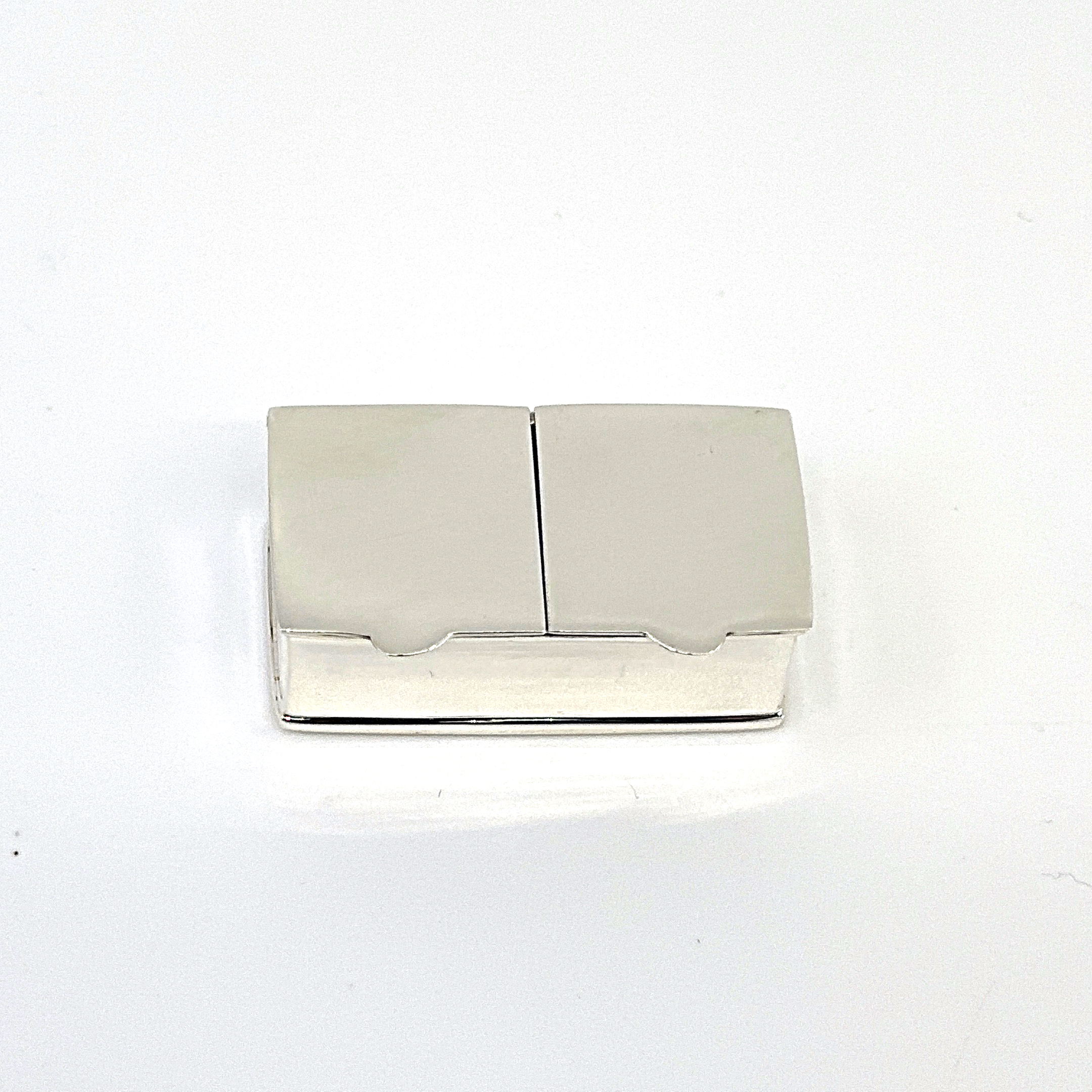 PB453 (9) Rectangular Double Compartment Plain Pill Box, finished in 925 English Hallmarked Sterling Silver
