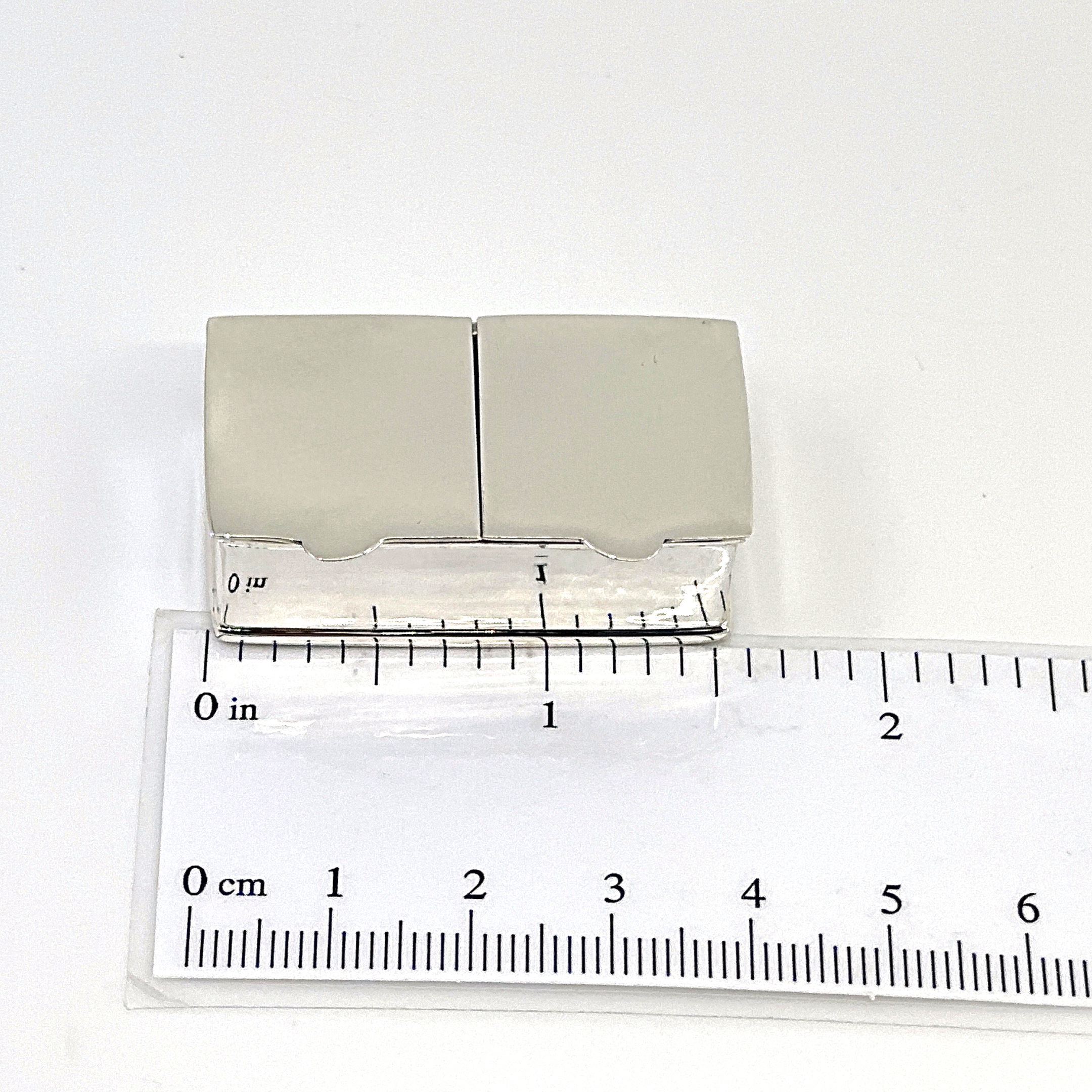 PB453 (6) Rectangular Double Compartment Plain Pill Box, finished in 925 English Hallmarked Sterling Silver