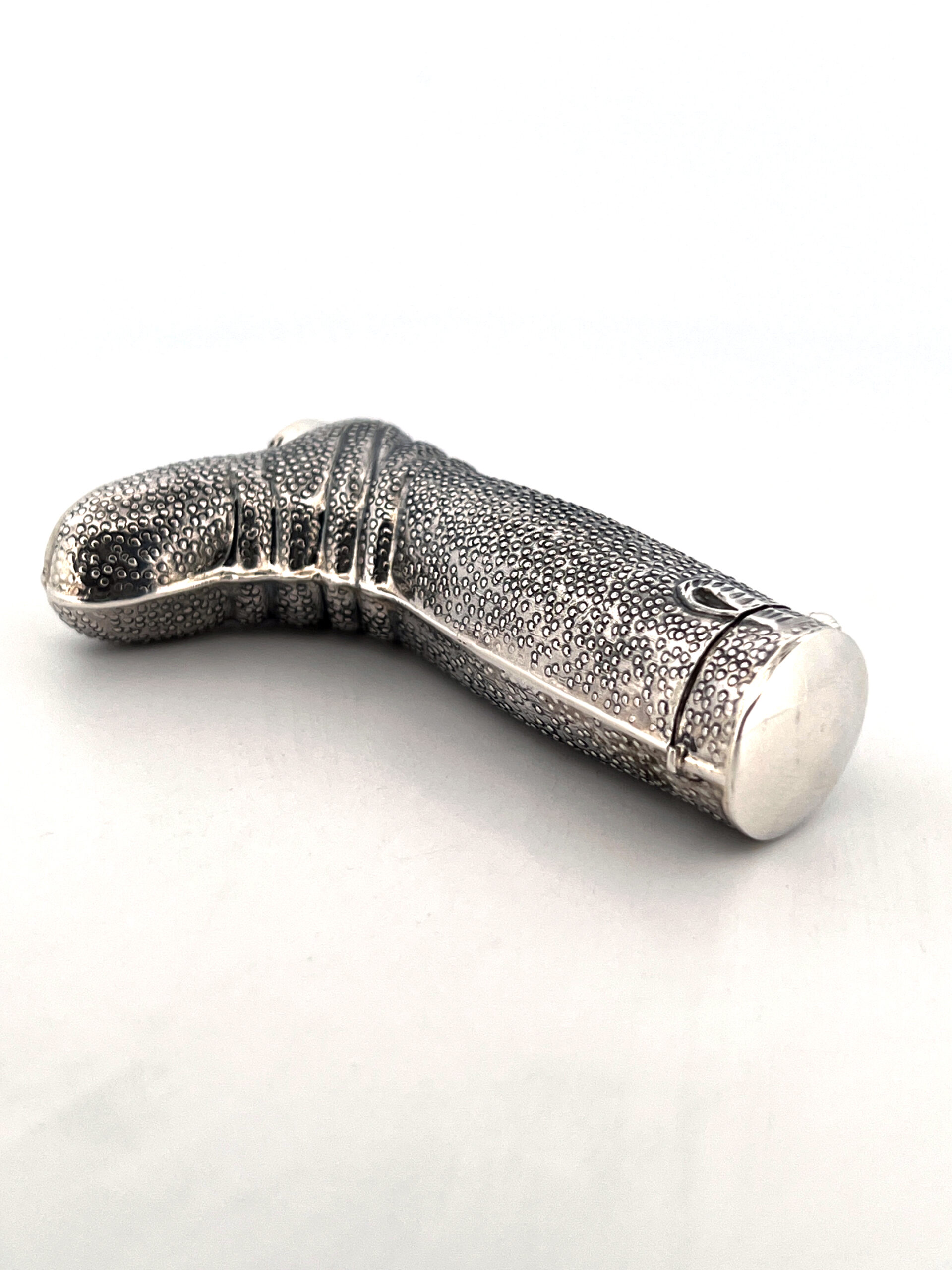 GT57 (4) Riding Boot Pill Box Victorian Style finished in 925 English Hallmarked Sterling Silver