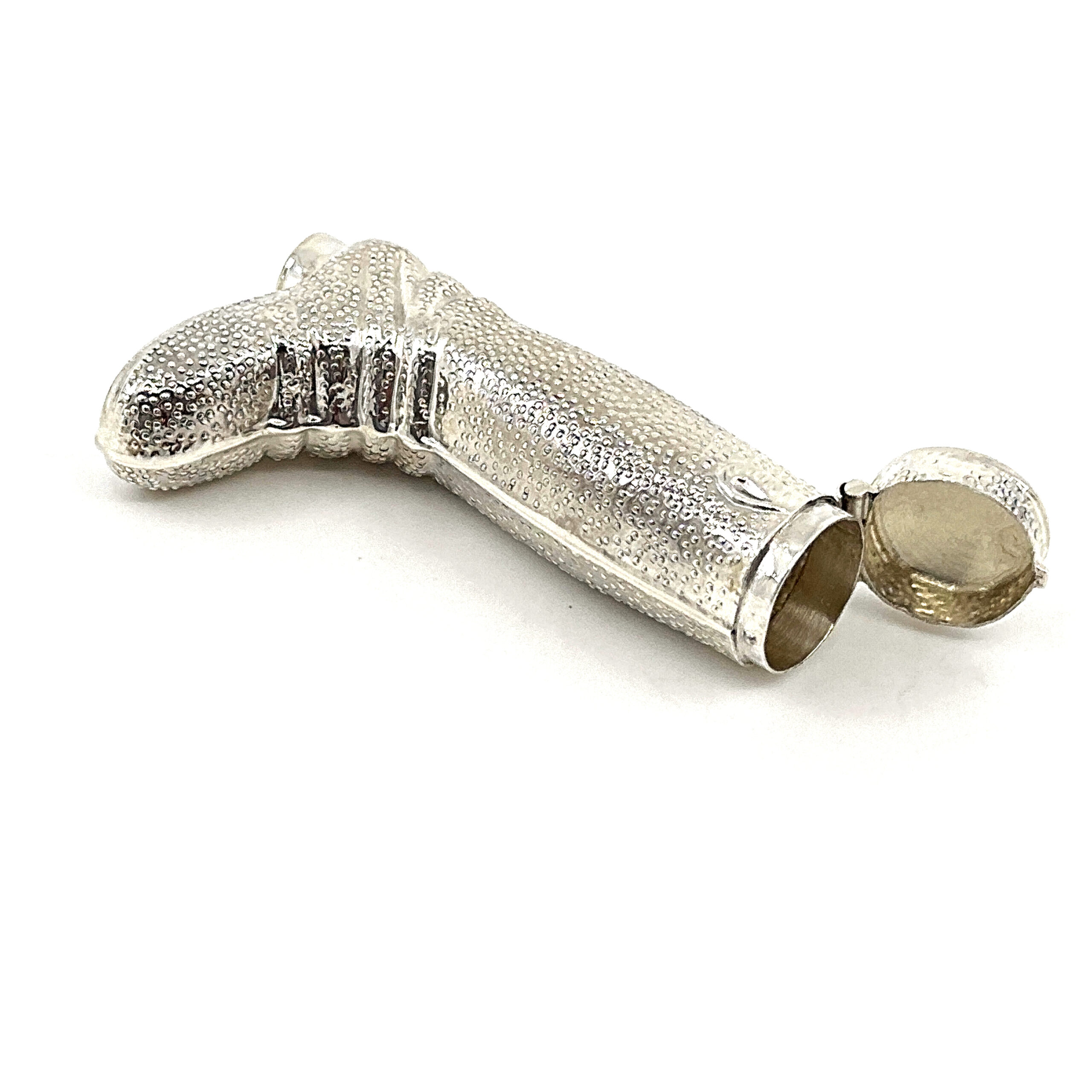 GT57 (13) Riding Boot Pill Box Victorian Style finished in 925 English Hallmarked Sterling Silver