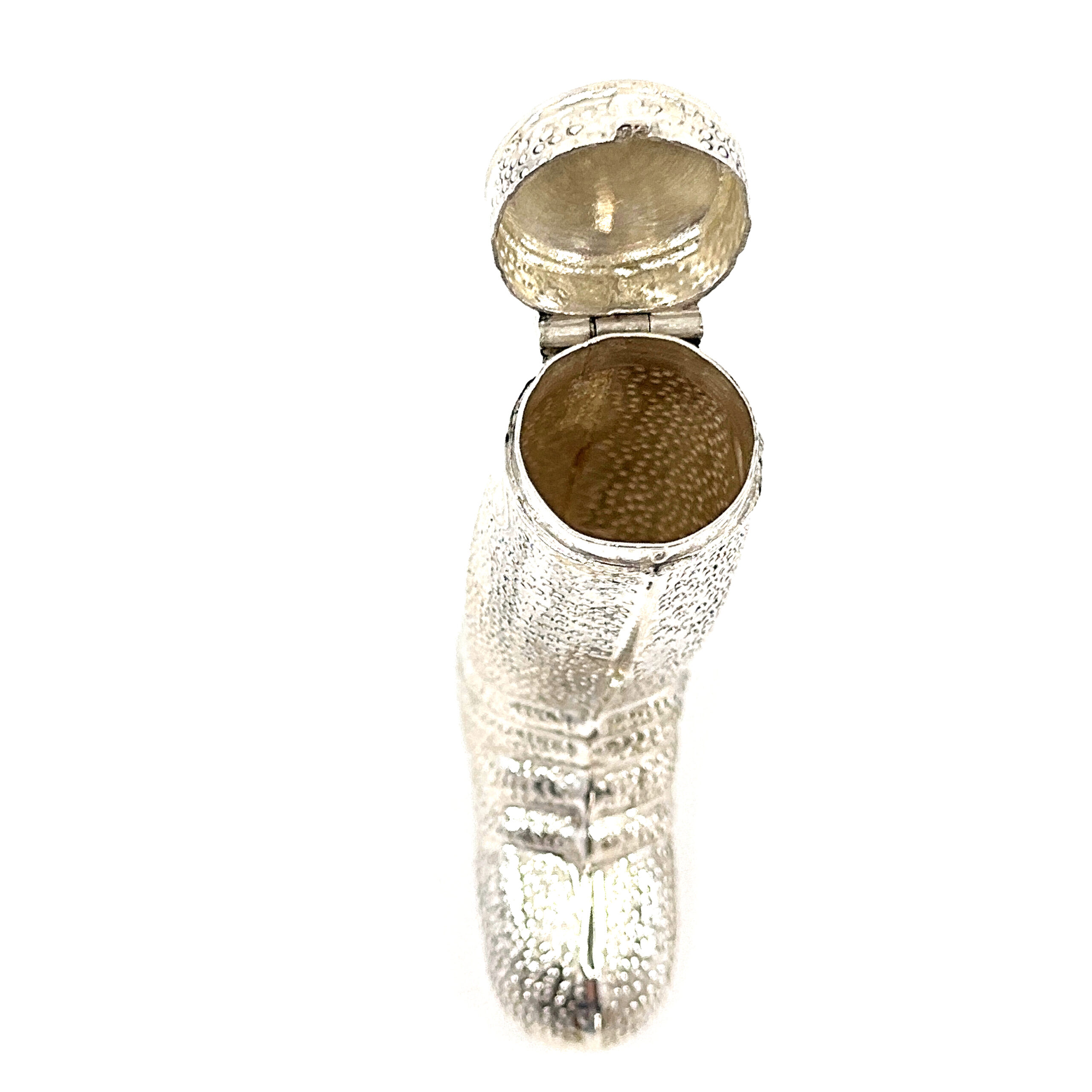 GT57 (19) Riding Boot Pill Box Victorian Style finished in 925 English Hallmarked Sterling Silver