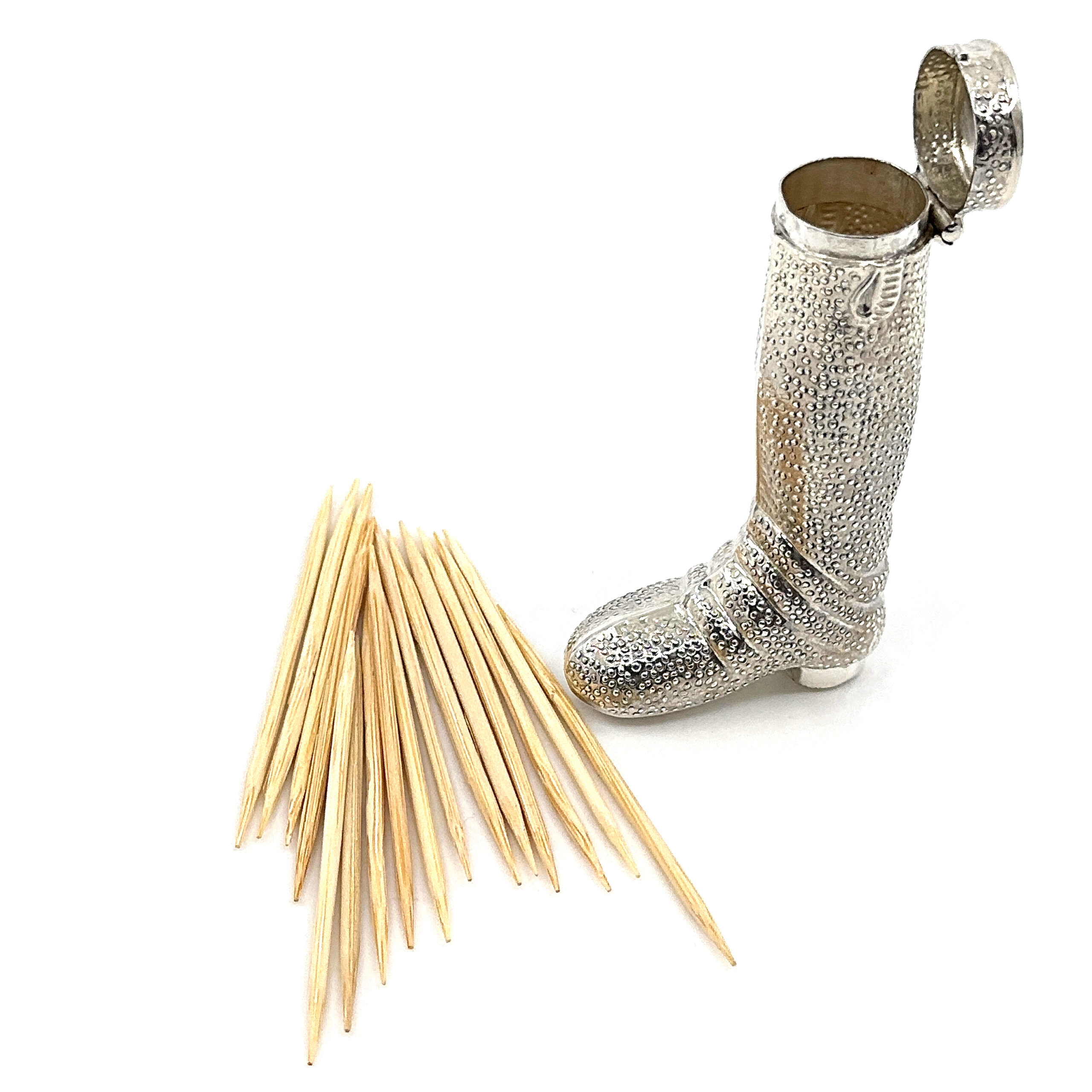GT57 (18) Riding Boot Pill Box Victorian Style finished in 925 English Hallmarked Sterling Silver