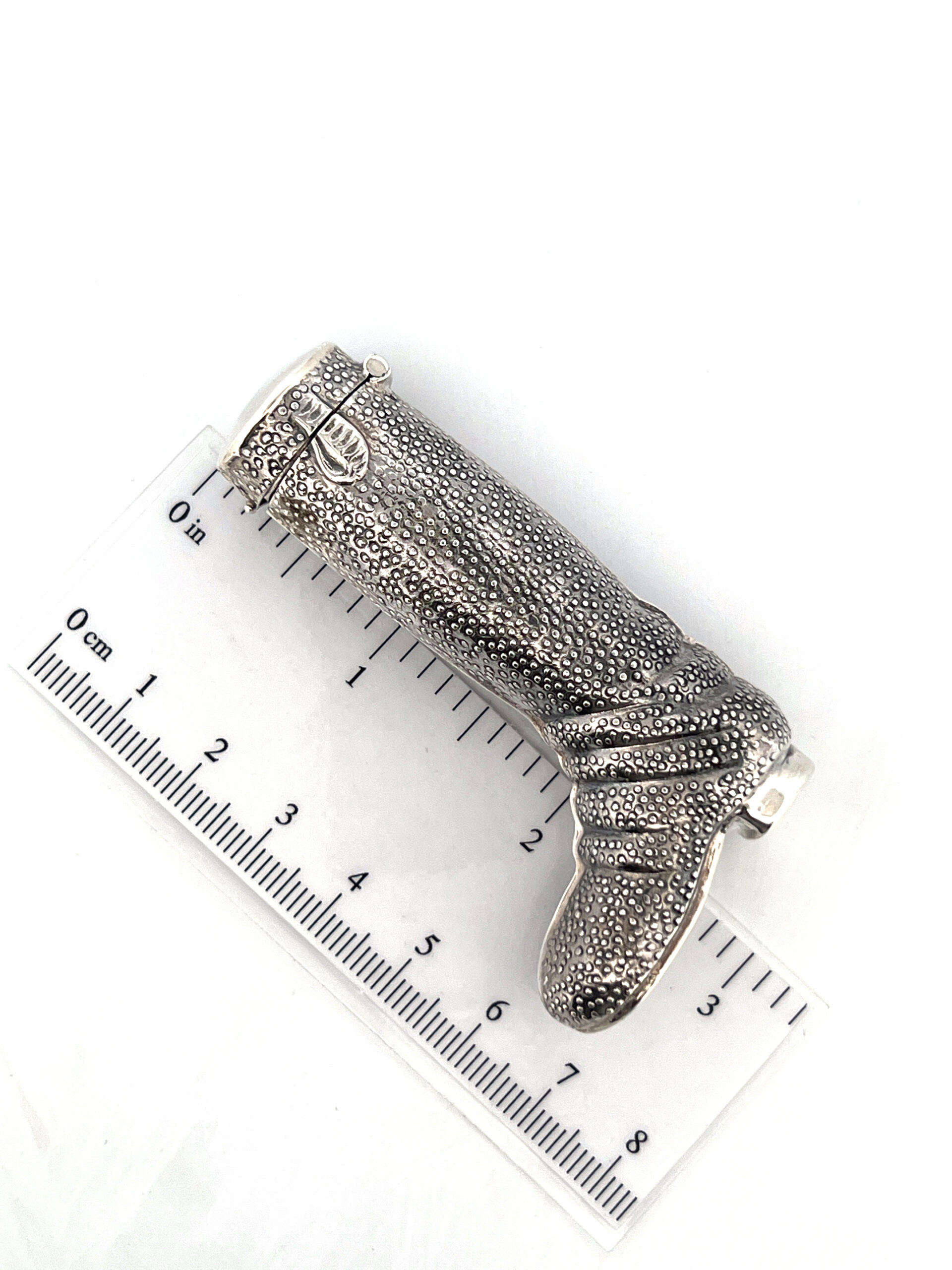 GT57 (2) Riding Boot Pill Box Victorian Style finished in 925 English Hallmarked Sterling Silver