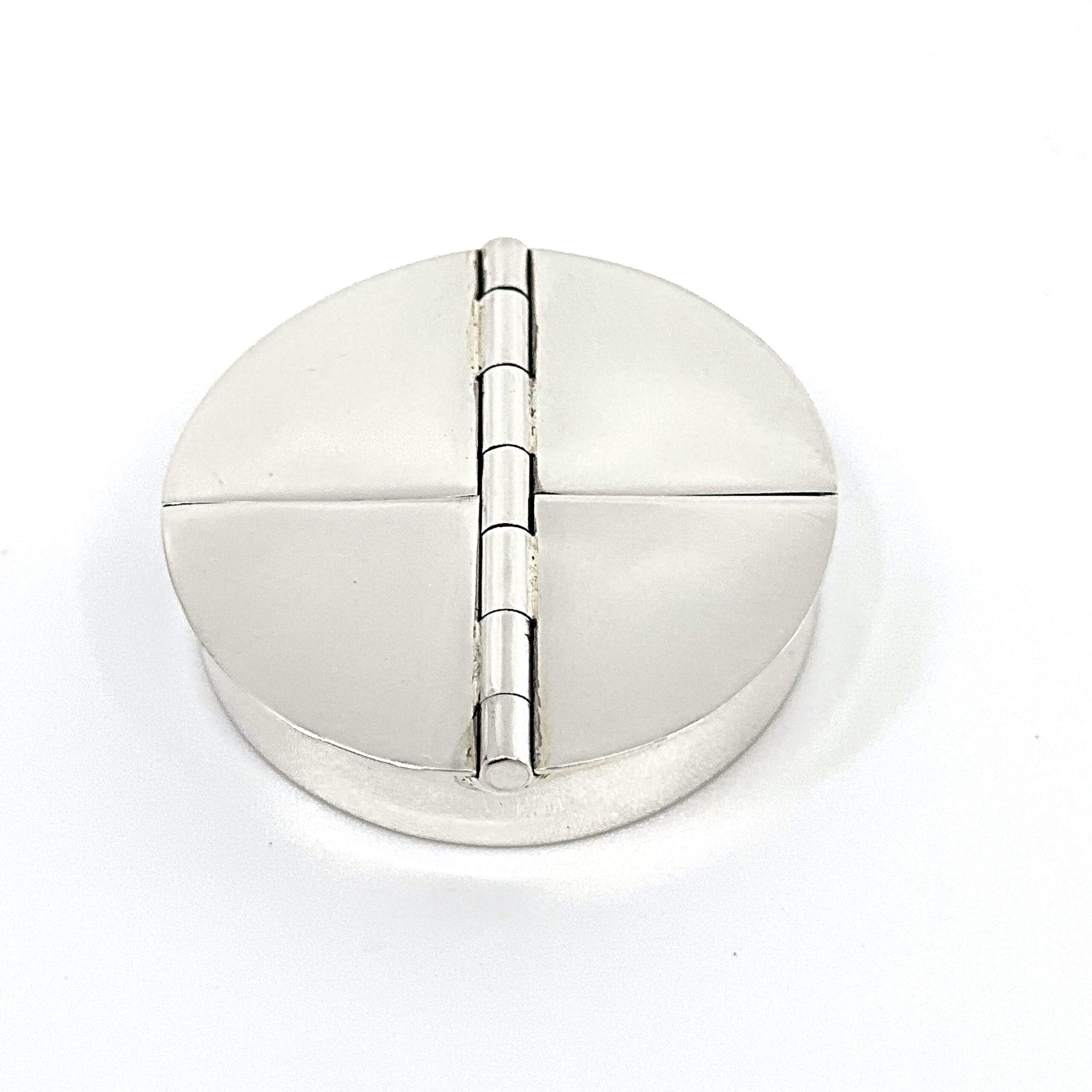 PB438 (4) Round Four Compartment Plain Pill Box, finished in 925 English Hallmarked Sterling Silver