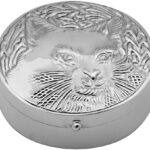 Round Cat Face Pill Box, finished in 925 English Hallmarked Sterling Silver 1 Round Cat Face Pill Box, finished in 925 English Hallmarked Sterling Silver