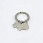 Scottie Dog Collar Tag Keyring With Engravable Canine Silhouette Finished In 925 English Hallmarked Sterling Silver