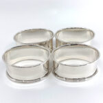 Set Of Four Plain Oval Serviette Rings, finished in 925 English Hallmarked Sterling Silver