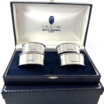 Set Of Four Plain Oval Serviette Rings, finished in 925 English Hallmarked Sterling Silver