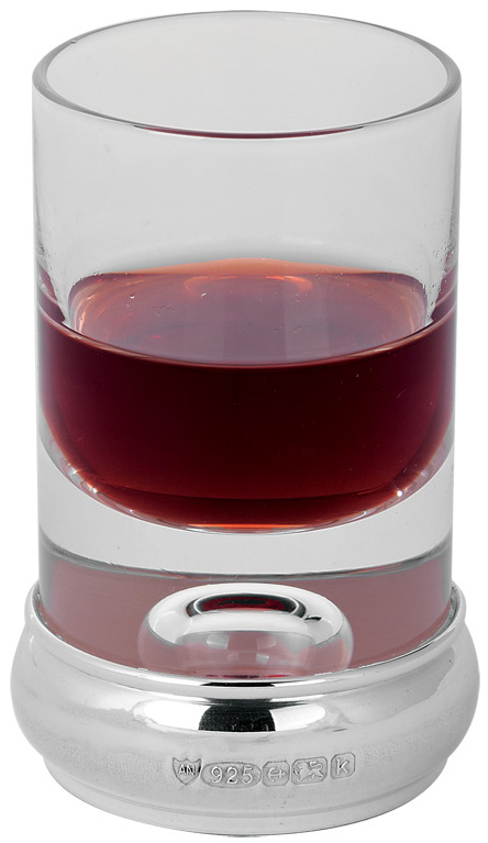 GT2113-Small-shot-glass-with-mounted-silver-base (3) Shot Glass With Mounted Base And Crystal Glass Finished In 925 English Hallmarked Sterling Silver