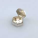 Small Engraved Hexagonal Pill Box, finished in 925 English Hallmarked Sterling Silver 8 Small Engraved Hexagonal Pill Box, finished in 925 English Hallmarked Sterling Silver