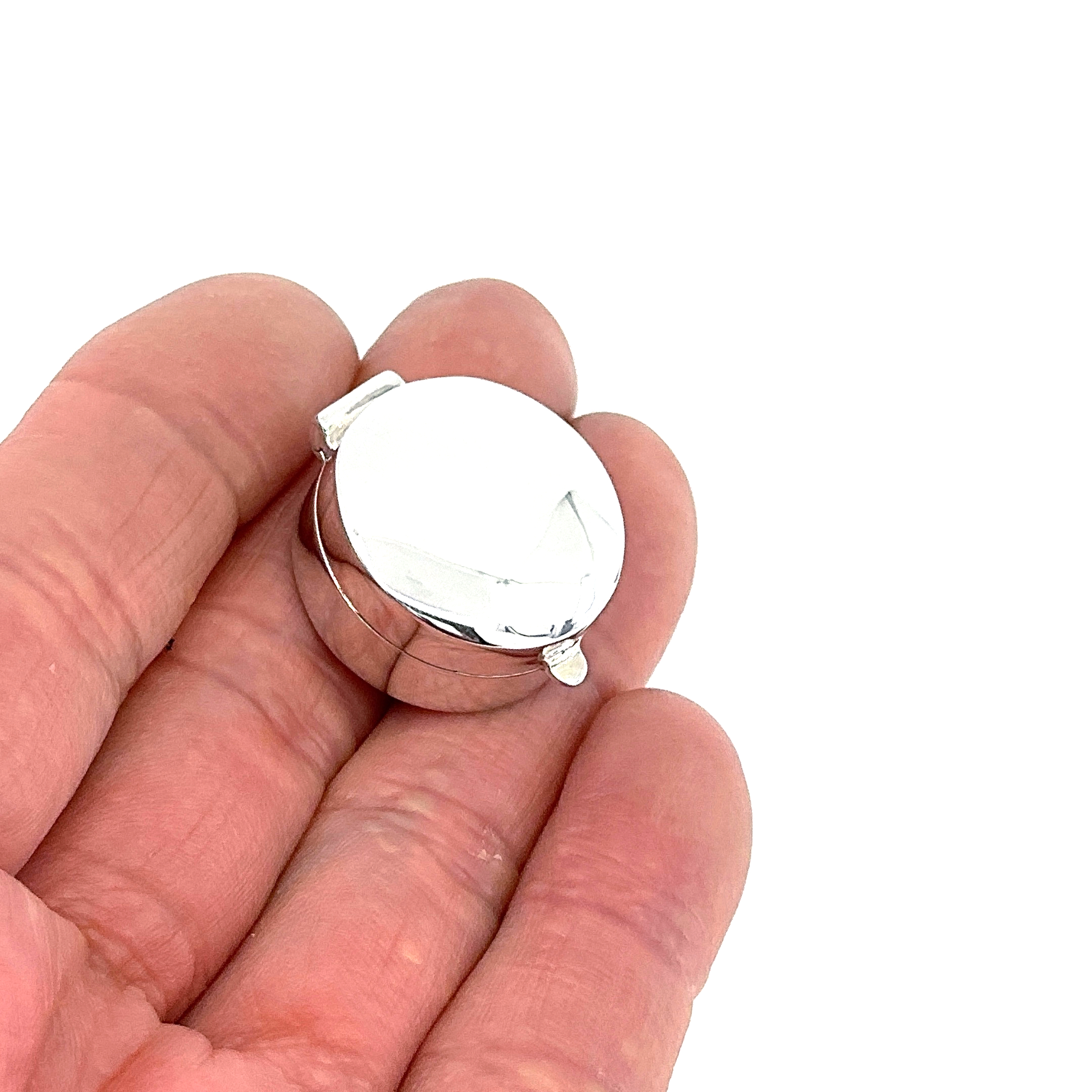 PB405 (2) Small Plain Round Pill Box, finished in 925 English Hallmarked Sterling Silver