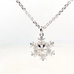 Snowflake Pendant Rhodium Plated Metal Alloy Set With Czech Crystals