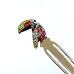 Toucan Bookmark Gold Plated Metal Alloy With Enamel And Sparkling Czech Crystals