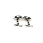 Two Dogs Chain Link Cufflinks Set With Hand Painted Enamel In 925 English Hallmarked Sterling Silver