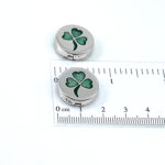 3 Leaf Clover Button Covers With Green Enamel Finished In 925 English Hallmarked Sterling Silver