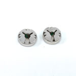 3 Leaf Clover Button Covers With Green Enamel Finished In 925 English Hallmarked Sterling Silver
