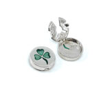 3 Leaf Clover Button Covers With Green Enamel Finished In 925 English Hallmarked Sterling Silver