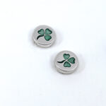 3 Leaf Clover Button Covers With Green Enamel Finished In 925 English Hallmarked Sterling Silver