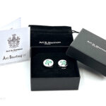 3 Leaf Clover Button Covers With Green Enamel Finished In 925 English Hallmarked Sterling Silver