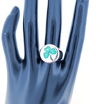 3 Leaf Clover Ring Set With Green Enamel Finished In 925 English Hallmarked Sterling Silver