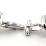 Three Leaf Clover Torpedo Cufflinks In 925 English Hallmarked Sterling Silver With Green Enamel