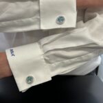 Three Leaf Clover Torpedo Cufflinks In 925 English Hallmarked Sterling Silver With Green Enamel