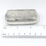Engraved Victorian Style Pill Box and Snuffbox, finished in 925 English Hallmarked Sterling Silver