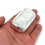 Engraved Victorian Style Pill Box and Snuffbox, finished in 925 English Hallmarked Sterling Silver