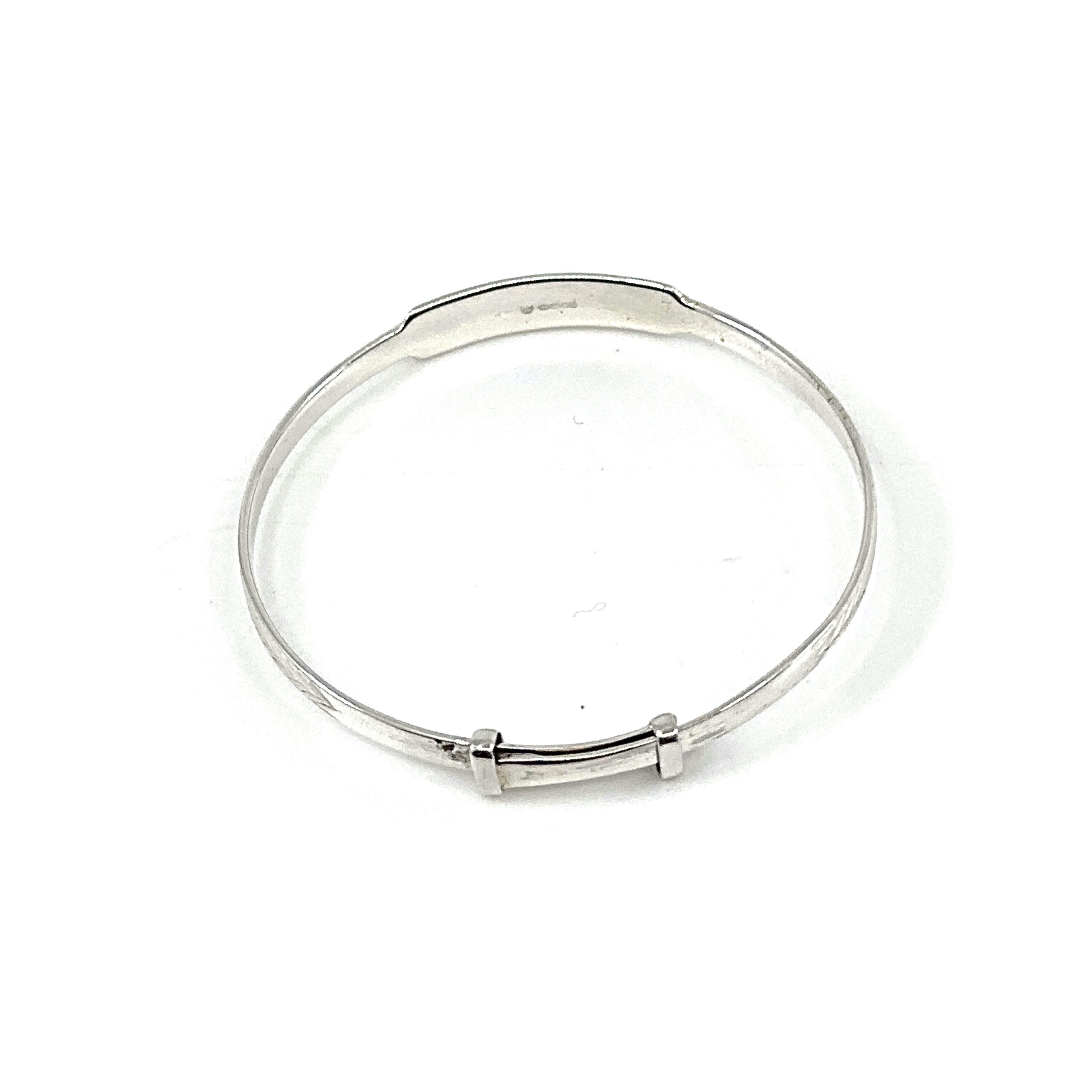 BE398 (3) Baby Bangle Victorian Style Adjustable Engravable, finished in 925 English Hallmarked Sterling Silver