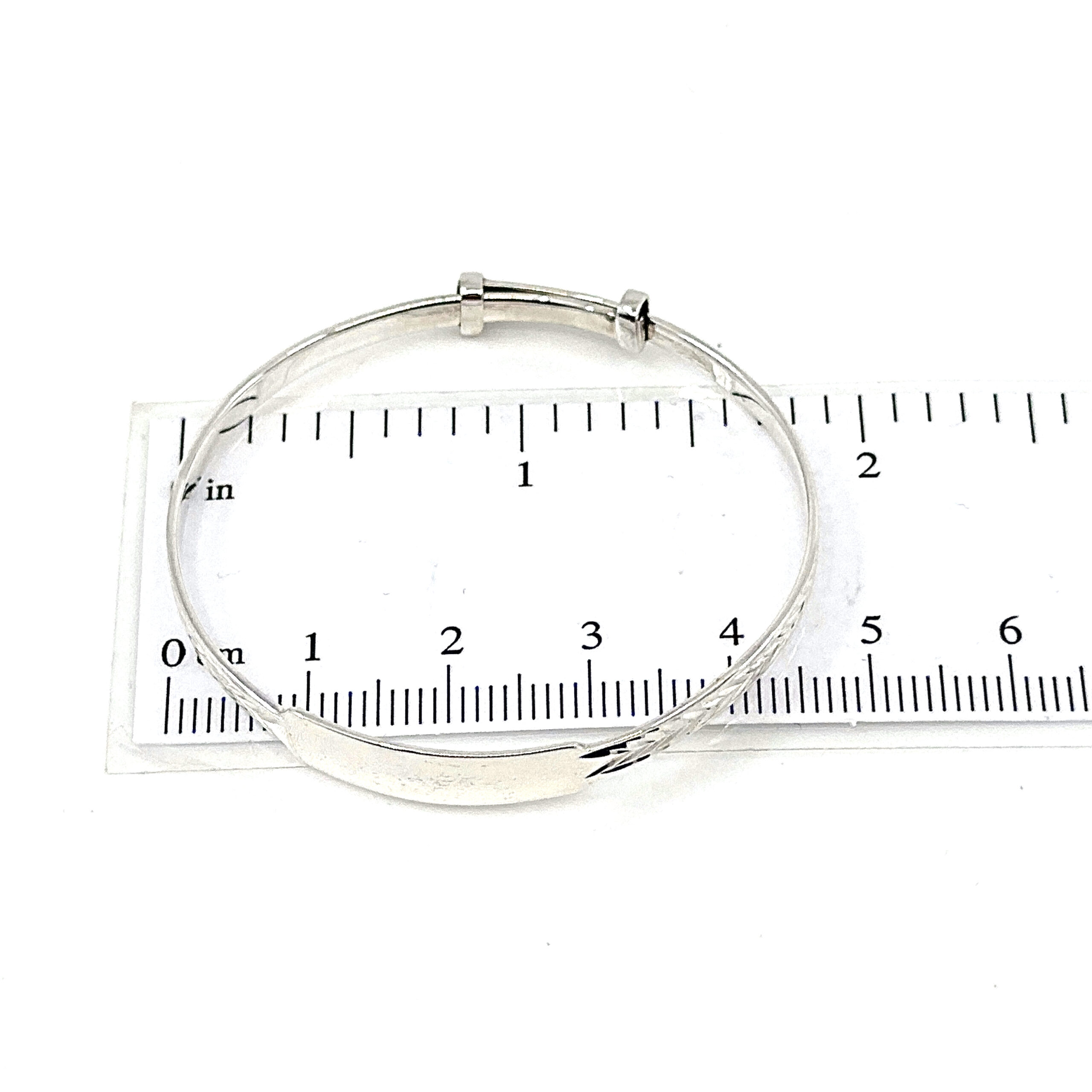 BE398 (1) Baby Bangle Victorian Style Adjustable Engravable, finished in 925 English Hallmarked Sterling Silver