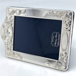 Baby Photo Frame With Toy Motif Border And Blue Velvet Back Finished In 925 English Hallmarked Sterling Silver 4 Baby Photo Frame With Toy Motif Border And Blue Velvet Back Finished In 925 English Hallmarked Sterling Silver