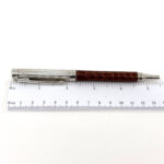 Ballpoint Pen With Brown Leather Detail Finished In 925 English Hallmarked Sterling Silver