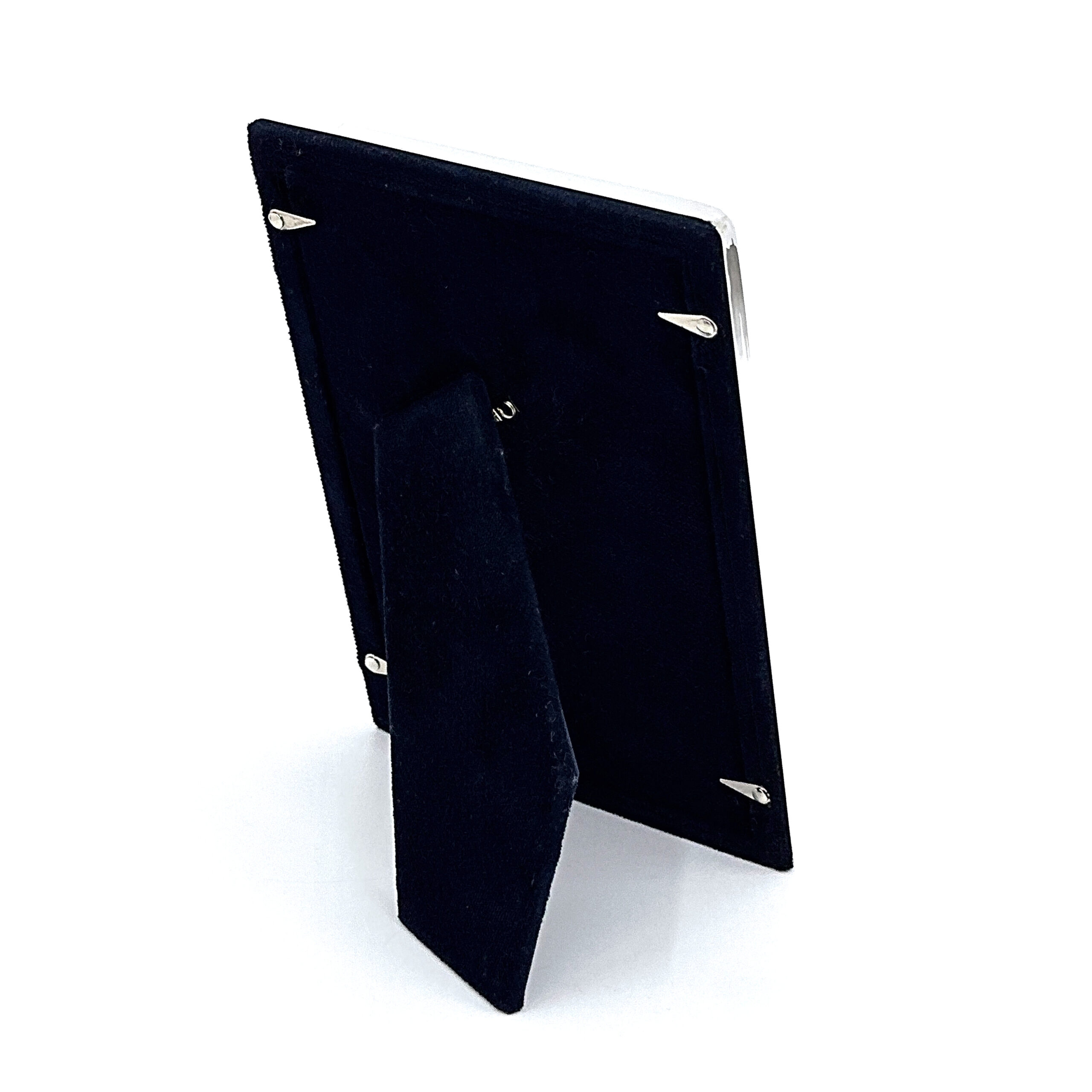 FR649 (5) Beaded Photo Frame With Blue Velvet Back Finished In 925 English Hallmarked Sterling Silver