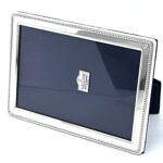 Beaded Photo Frame With Blue Velvet Back Finished In 925 English Hallmarked Sterling Silver 4 Beaded Photo Frame With Blue Velvet Back Finished In 925 English Hallmarked Sterling Silver