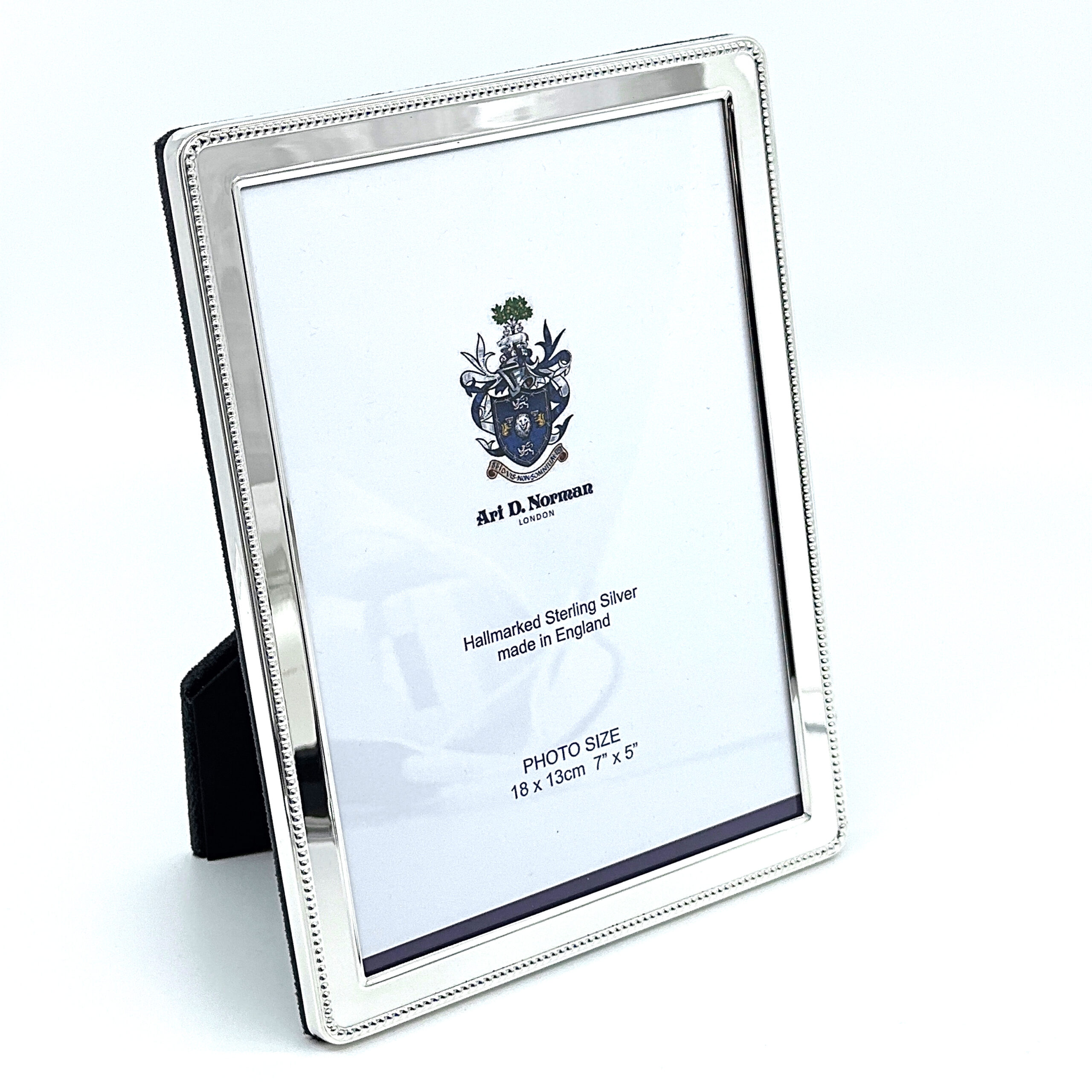 FR543 (6) Beaded Photo Frame With Blue Velvet Back Finished In 925 English Hallmarked Sterling Silver