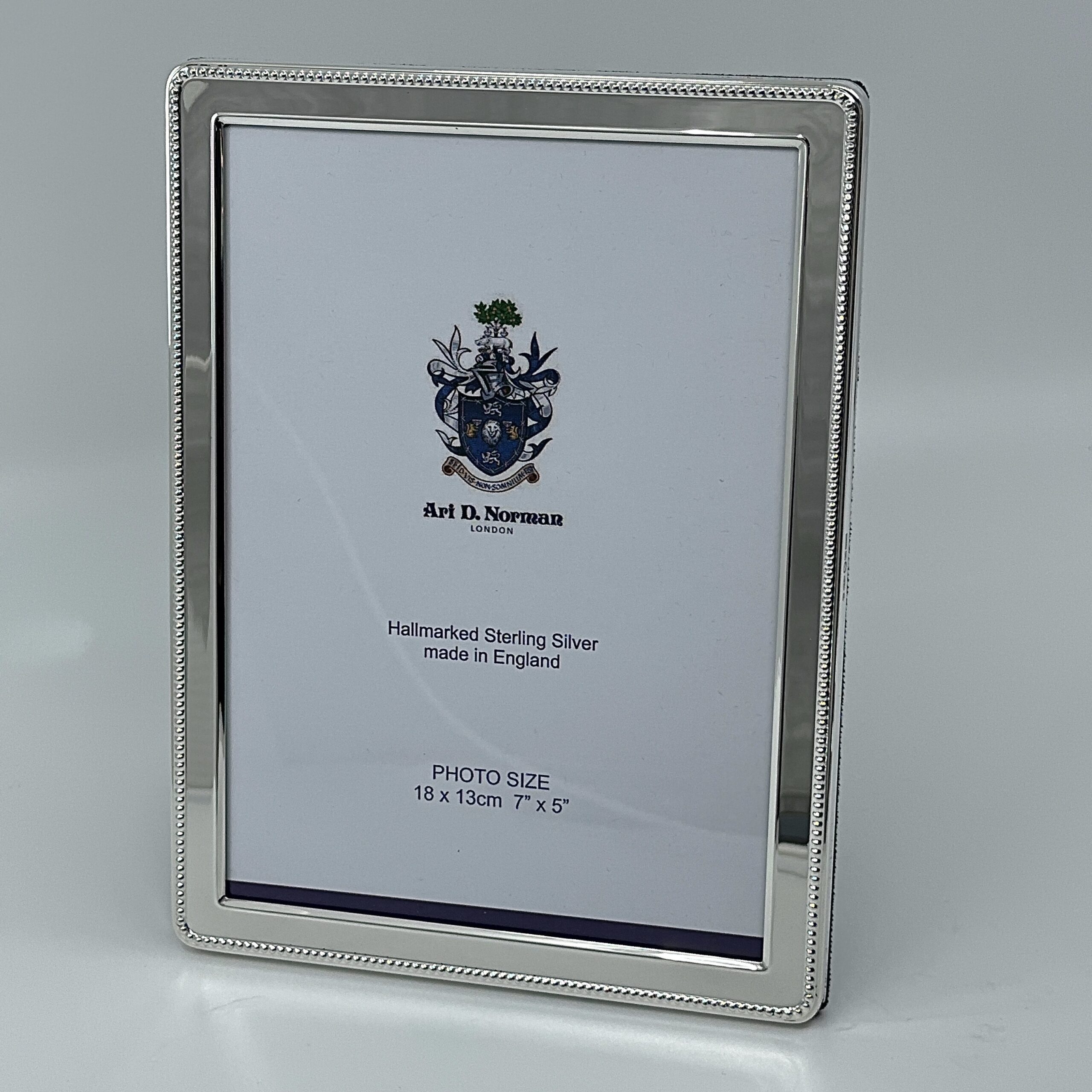 FR543 (4) Beaded Photo Frame With Blue Velvet Back Finished In 925 English Hallmarked Sterling Silver